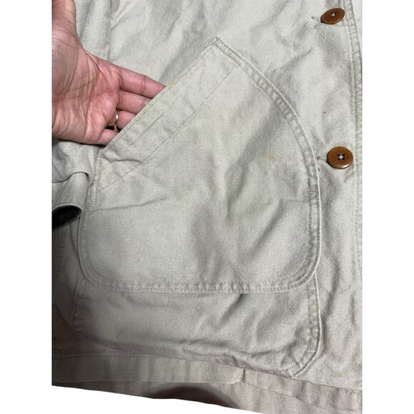 Vtg LL Bean H145 Coat M Tan Flannel Lined Primaloft Chore Barn USA Made 80s 90s - Picture 4 of 12
